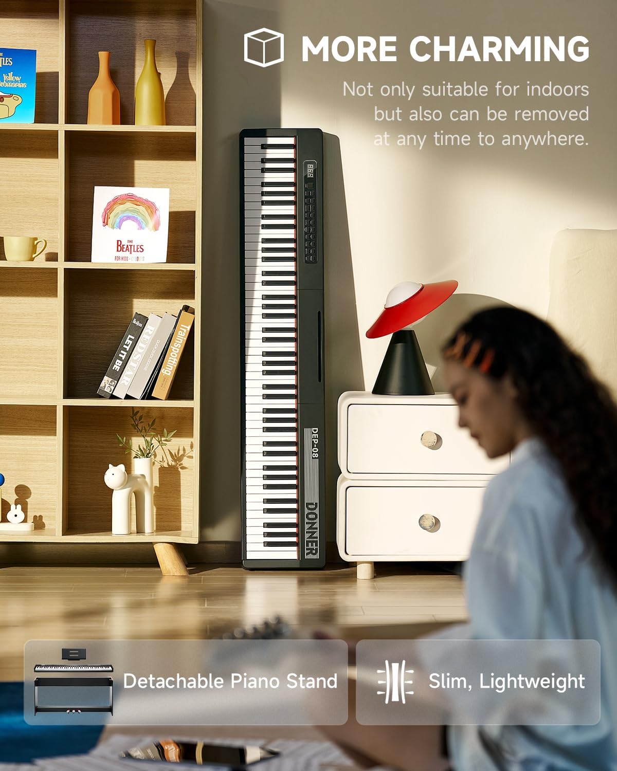 Donner Digital Piano Keyboard Velocity-Sensitive 88 Keys with Removable Piano Stand, Compact Beginner Home Electric Piano with Split Mode, LCD Screen, and Triple Pedal DEP-08 - Image 6