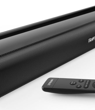 Saiyin Sound Bar,17 inch Sound Bar for Smart TV with Bluetooth 5.3/Optical/AUX Connection, Soundbar for TV/PC/Gaming/Projectors,Wall Mountable & Ultra Compact Design